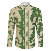 Hawaii Pua Kenikeni Lei Family Matching Tank Maxi Dress and Hawaiian Shirt With Lau Maia Green