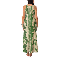 Hawaii Pua Kenikeni Lei Family Matching Tank Maxi Dress and Hawaiian Shirt With Lau Maia Green