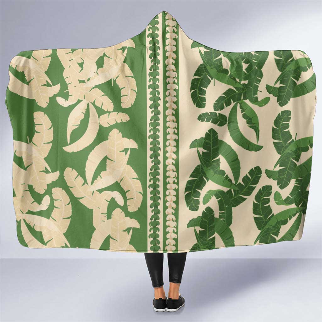Hawaii Pua Kenikeni Lei Hooded Blanket With Lau Maia Green