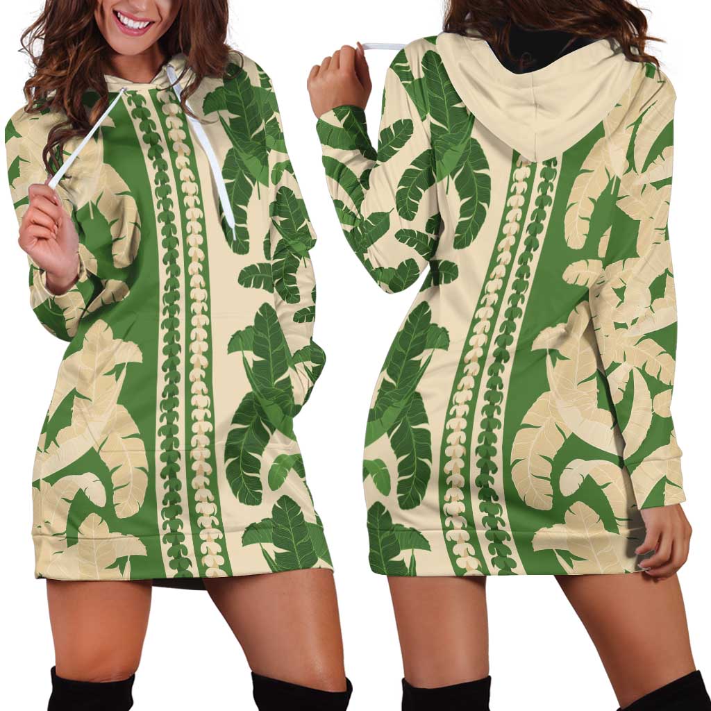 Hawaii Pua Kenikeni Lei Hoodie Dress With Lau Maia Green LT05 - Polynesian Pride