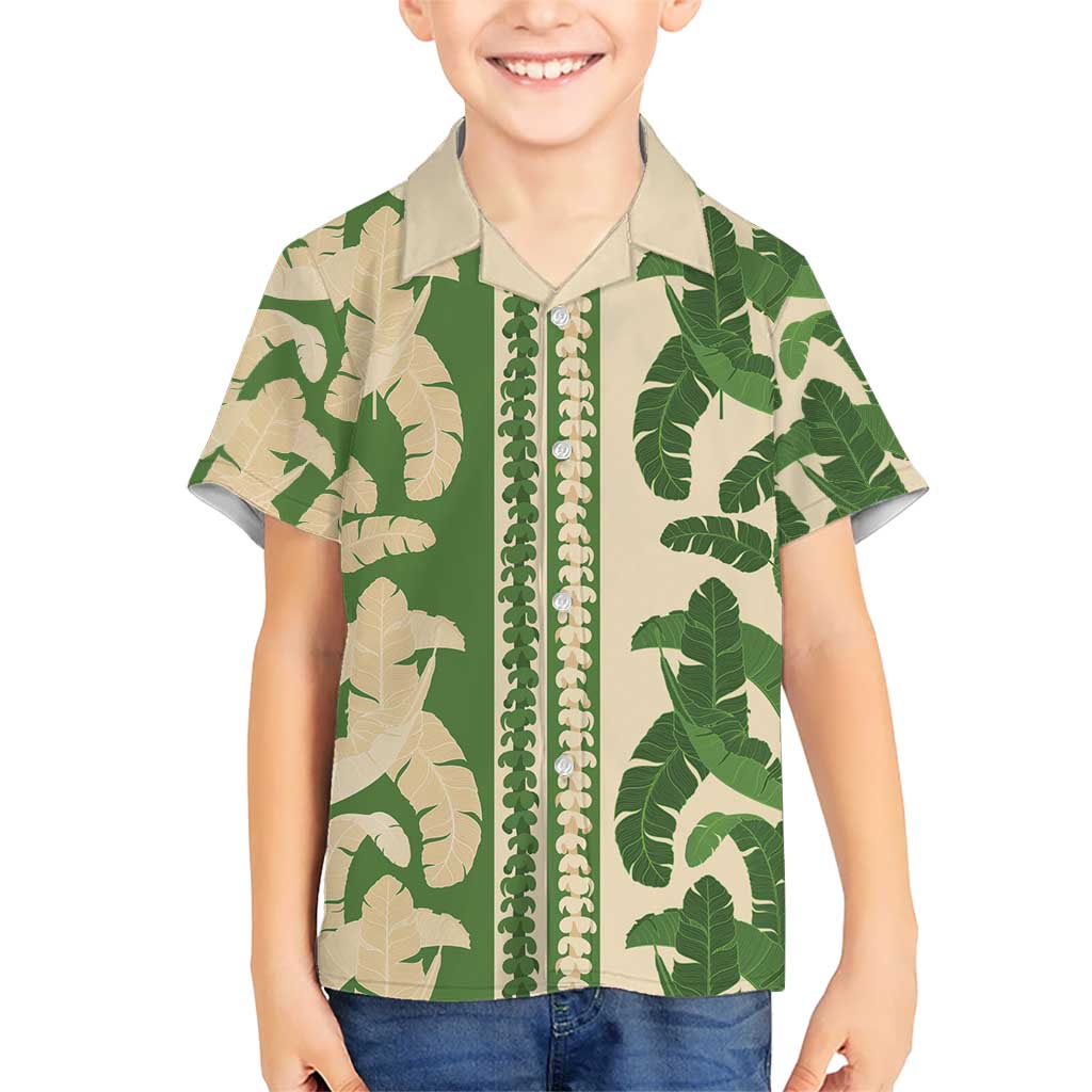 Hawaii Pua Kenikeni Lei Kid Hawaiian Shirt With Lau Maia Green