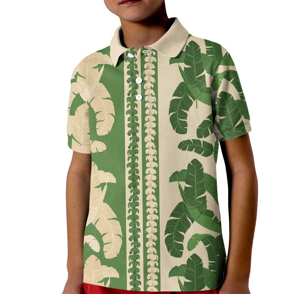 Hawaii Pua Kenikeni Lei Kid Polo Shirt With Lau Maia Green