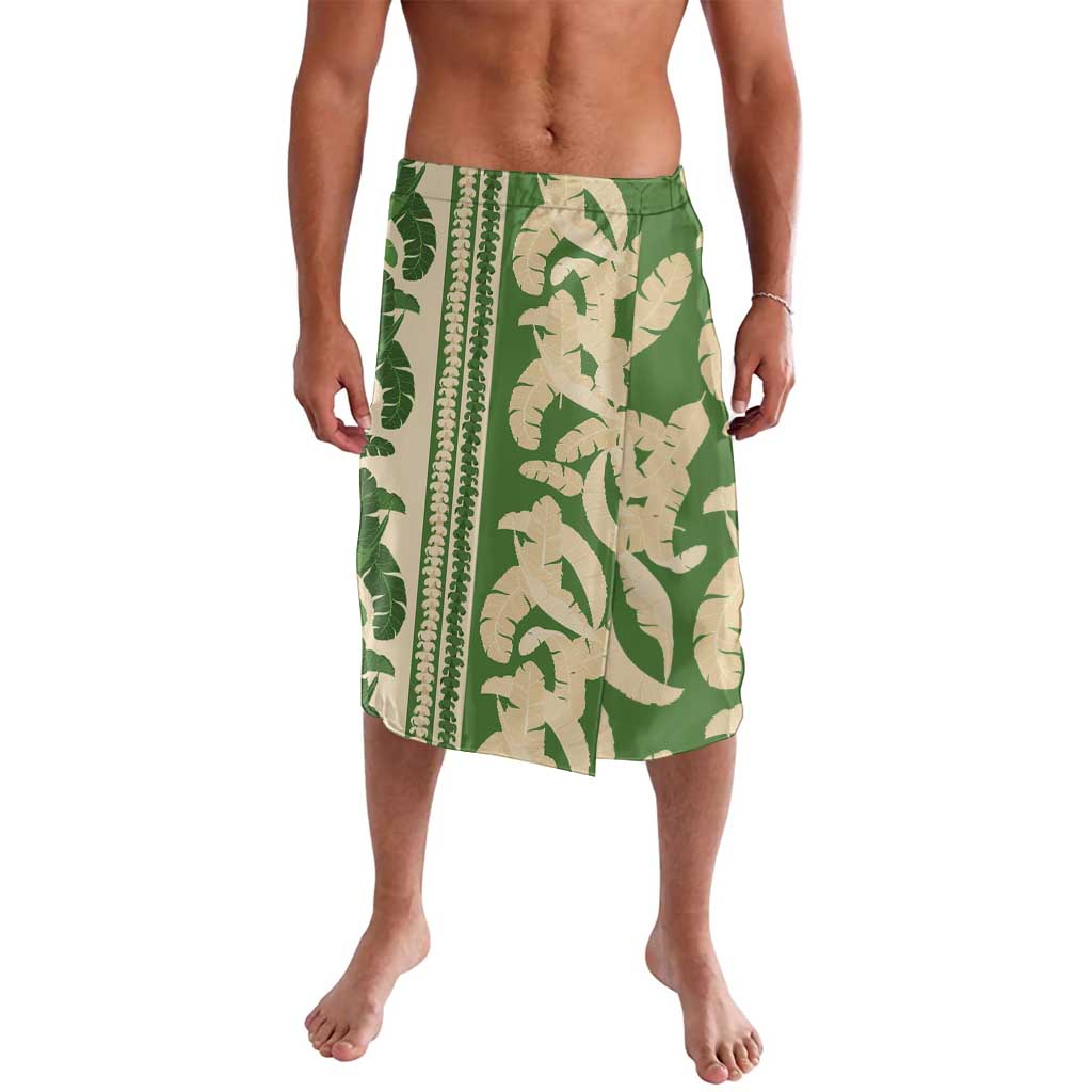 Hawaii Pua Kenikeni Lei Lavalava With Lau Maia Green
