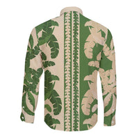 Hawaii Pua Kenikeni Lei Long Sleeve Button Shirt With Lau Maia Green