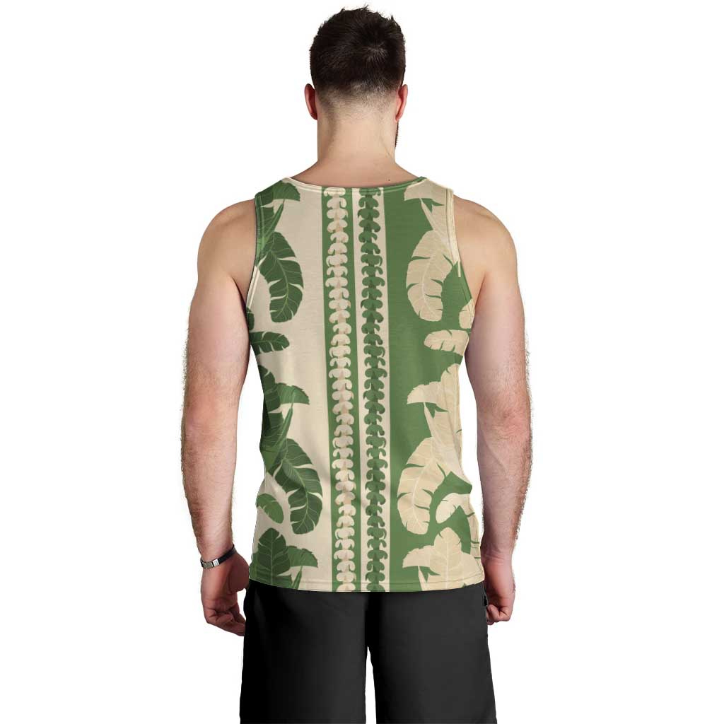 Hawaii Pua Kenikeni Lei Men Tank Top With Lau Maia Green LT05 - Polynesian Pride