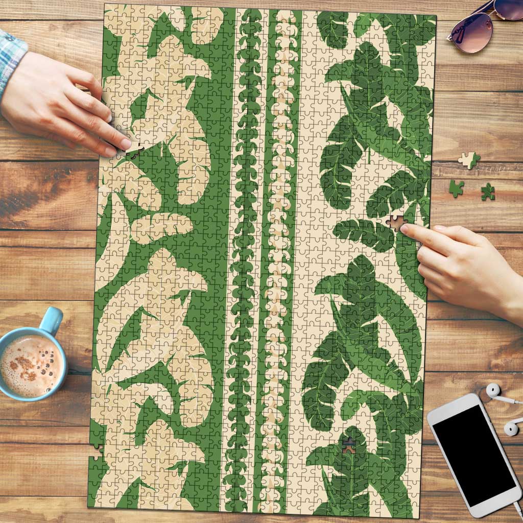 Hawaii Pua Kenikeni Lei Puzzle With Lau Maia Green