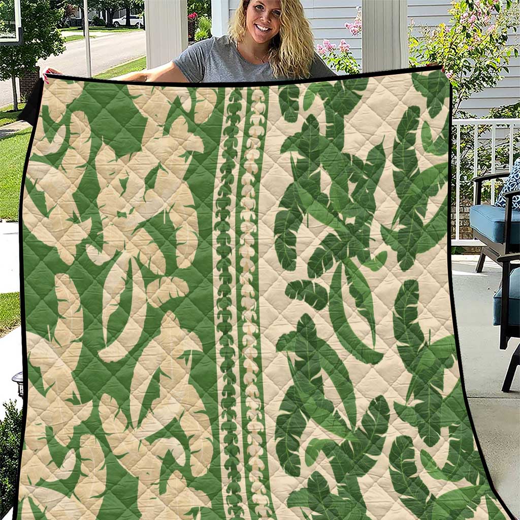 Hawaii Pua Kenikeni Lei Quilt With Lau Maia Green