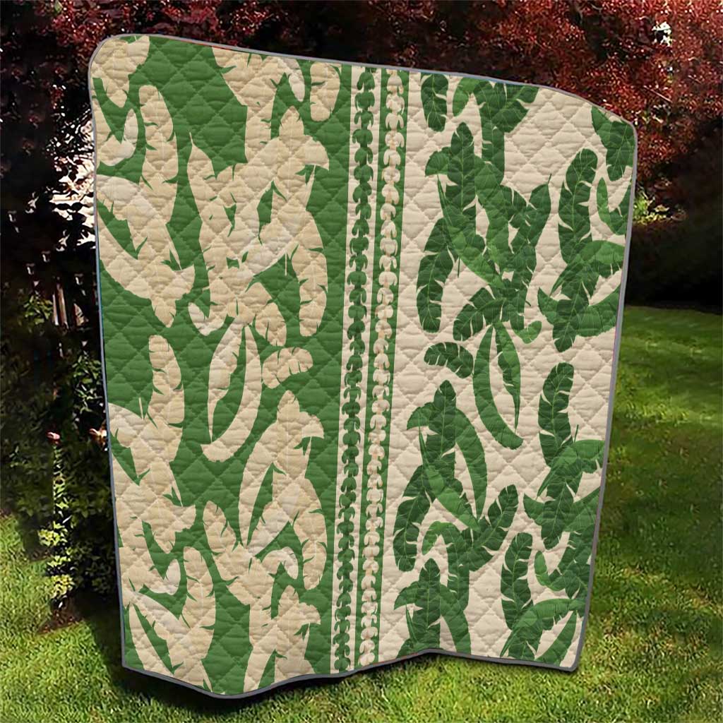 Hawaii Pua Kenikeni Lei Quilt With Lau Maia Green LT05 - Polynesian Pride