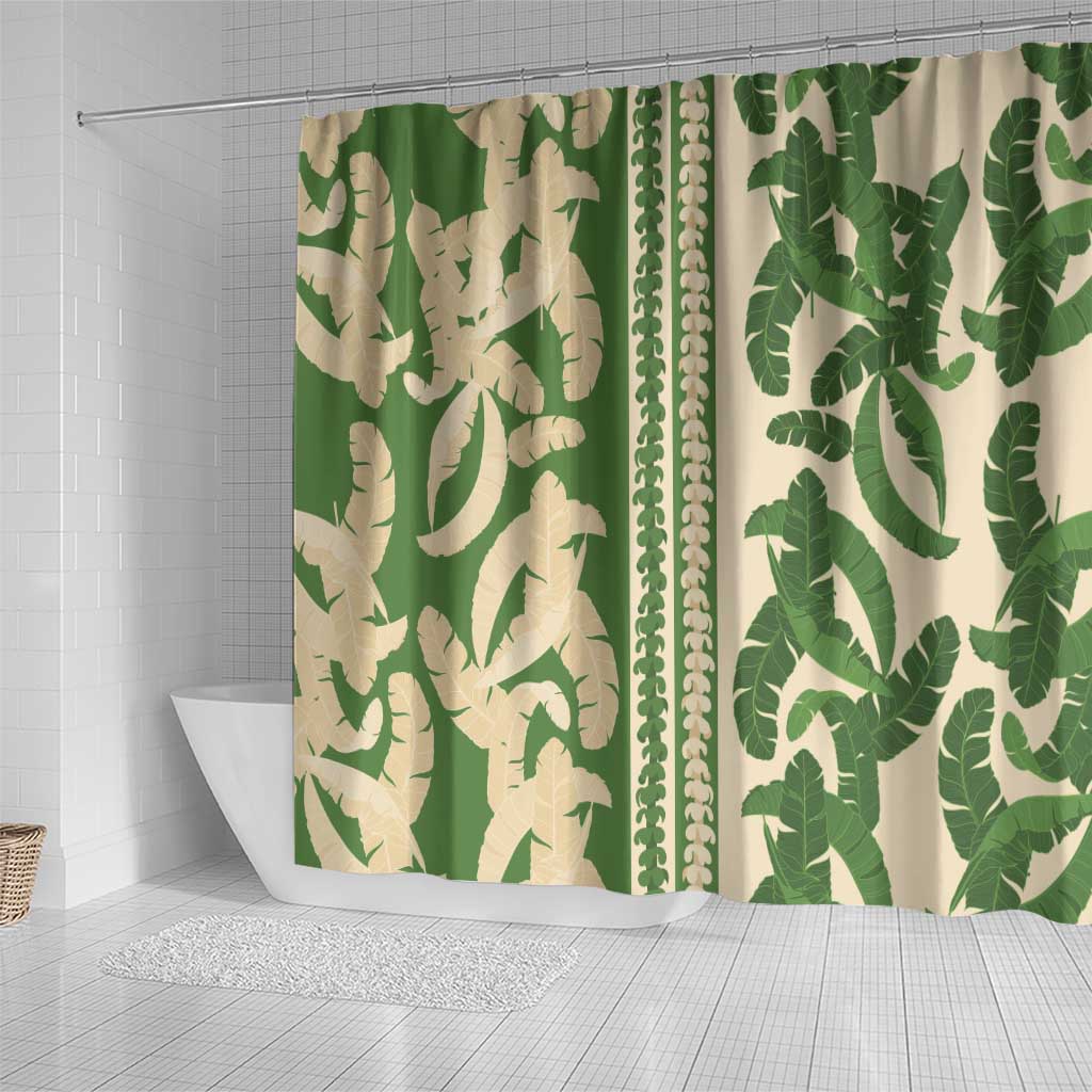 Hawaii Pua Kenikeni Lei Shower Curtain With Lau Maia Green