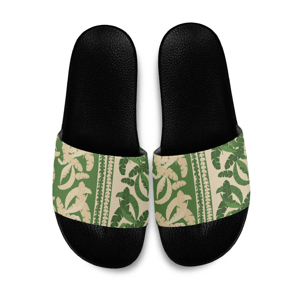 Hawaii Pua Kenikeni Lei Slide Sandals With Lau Maia Green