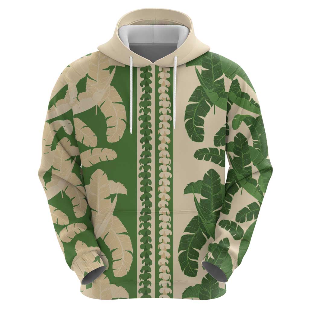 Hawaii Pua Kenikeni Lei Zip Hoodie With Lau Maia Green LT05 - Polynesian Pride