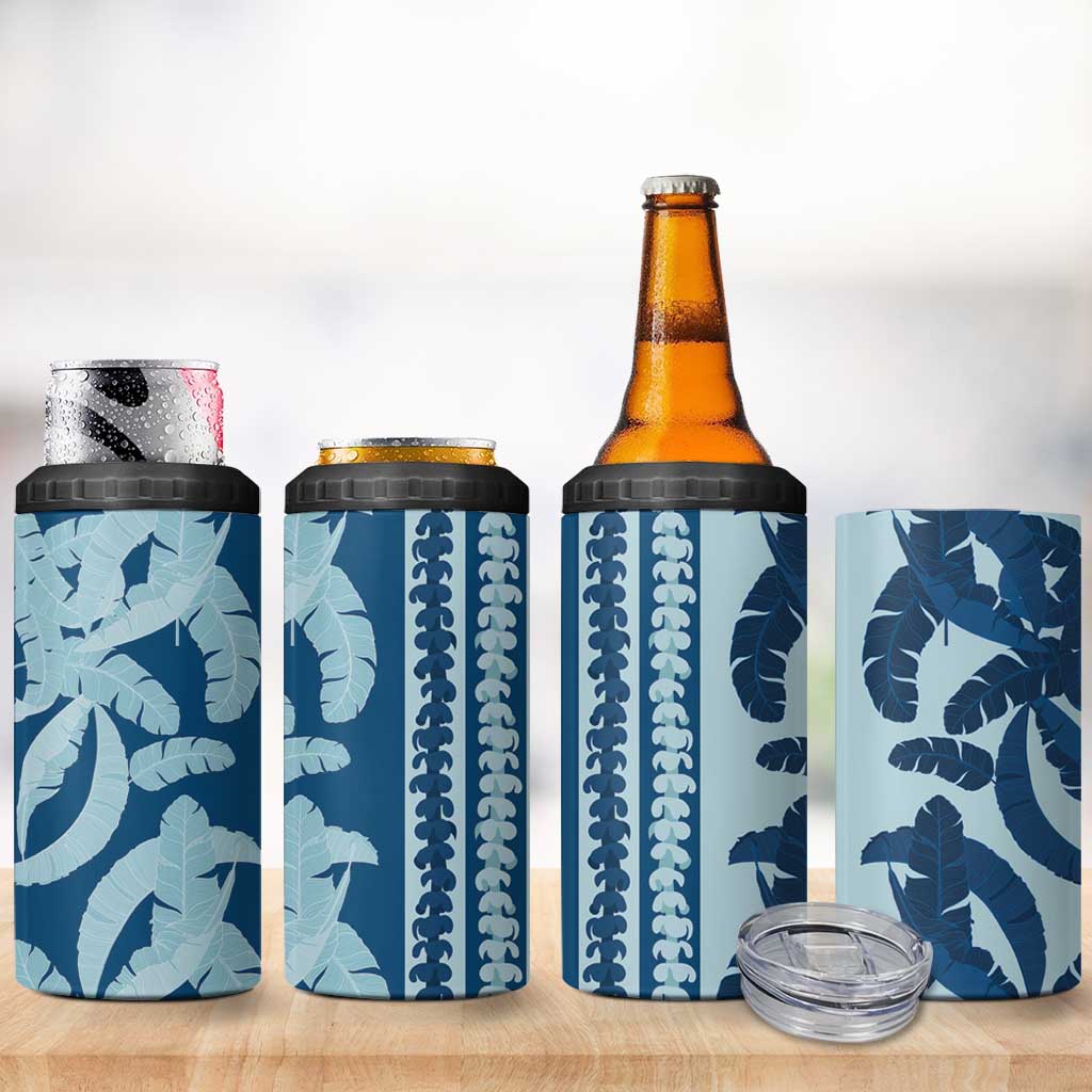 Hawaii Pua Kenikeni Lei 4 in 1 Can Cooler Tumbler With Lau Maia Royal Blue LT05 - Polynesian Pride