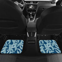 Hawaii Pua Kenikeni Lei Car Mats With Lau Maia Royal Blue LT05 Set 2pcs - Back Blue - Polynesian Pride