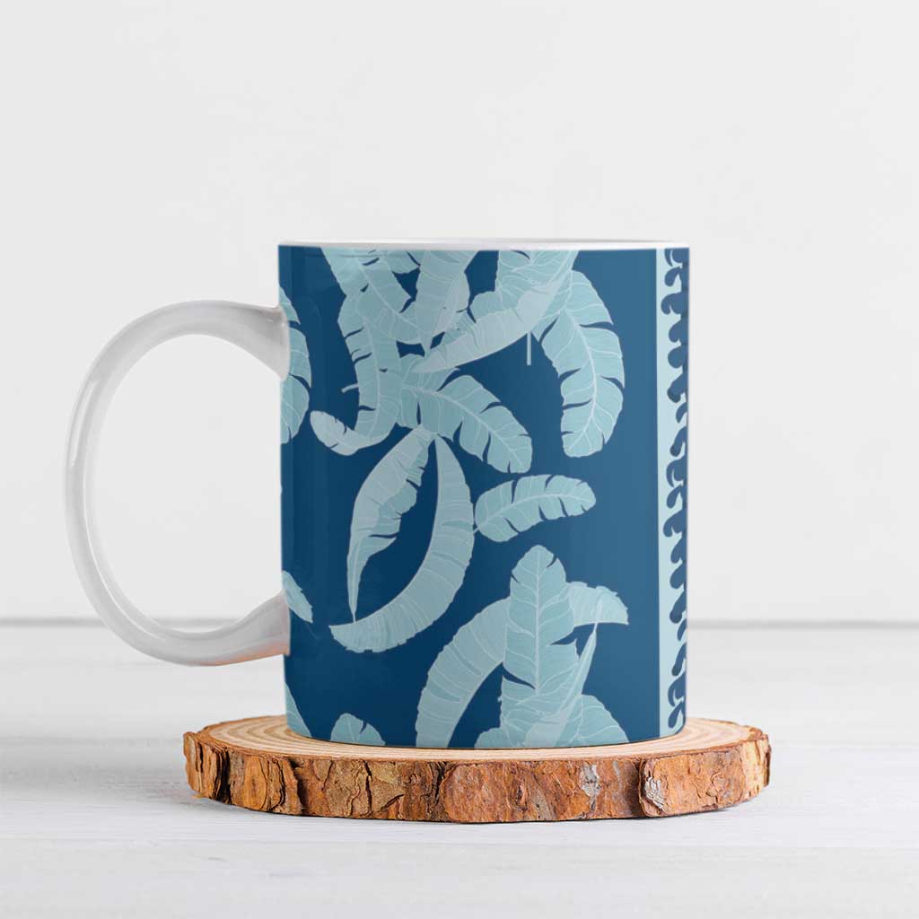 Hawaii Pua Kenikeni Lei Ceramic Mug With Lau Maia Royal Blue LT05 Blue - Polynesian Pride