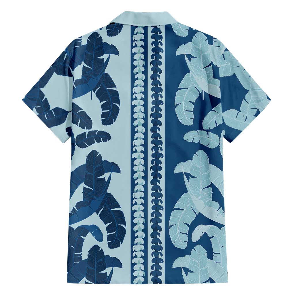 Hawaii Pua Kenikeni Lei Family Matching Off Shoulder Short Dress and Hawaiian Shirt With Lau Maia Royal Blue