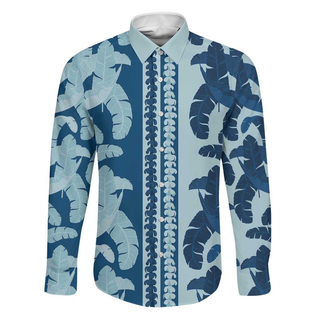 Hawaii Pua Kenikeni Lei Family Matching Off Shoulder Short Dress and Hawaiian Shirt With Lau Maia Royal Blue