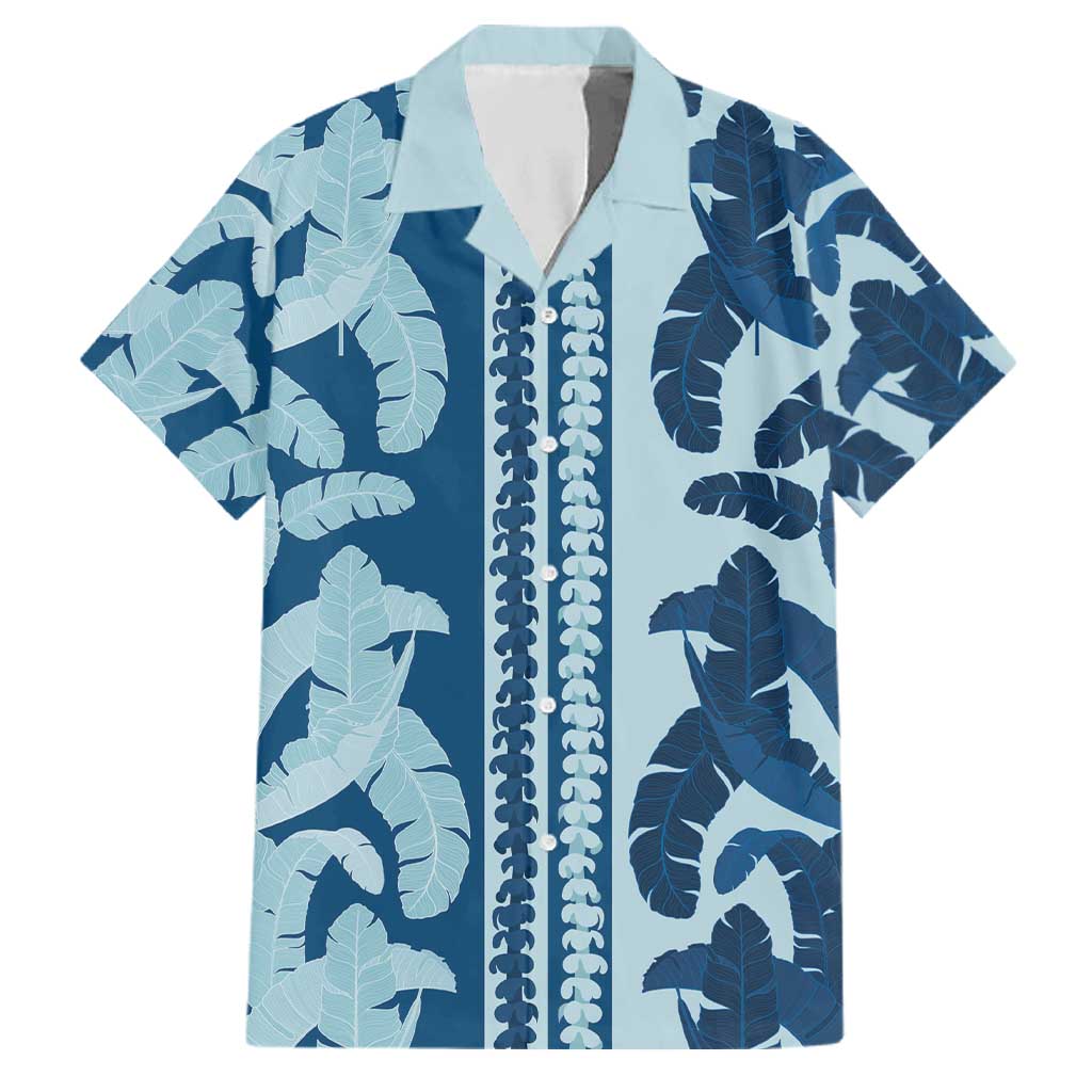 Hawaii Pua Kenikeni Lei Family Matching Short Sleeve Bodycon Dress and Hawaiian Shirt With Lau Maia Royal Blue