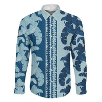 Hawaii Pua Kenikeni Lei Family Matching Short Sleeve Bodycon Dress and Hawaiian Shirt With Lau Maia Royal Blue