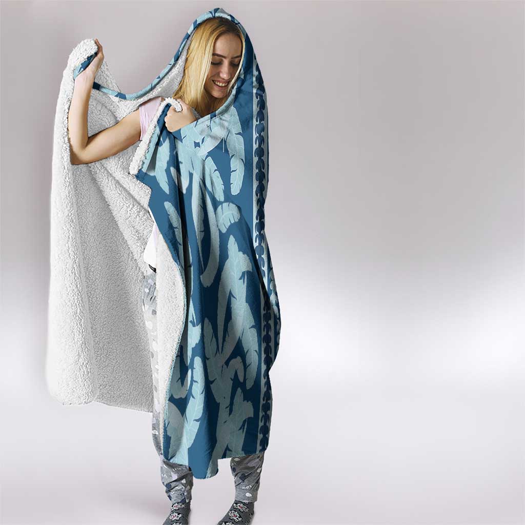 Hawaii Pua Kenikeni Lei Hooded Blanket With Lau Maia Royal Blue LT05 - Polynesian Pride