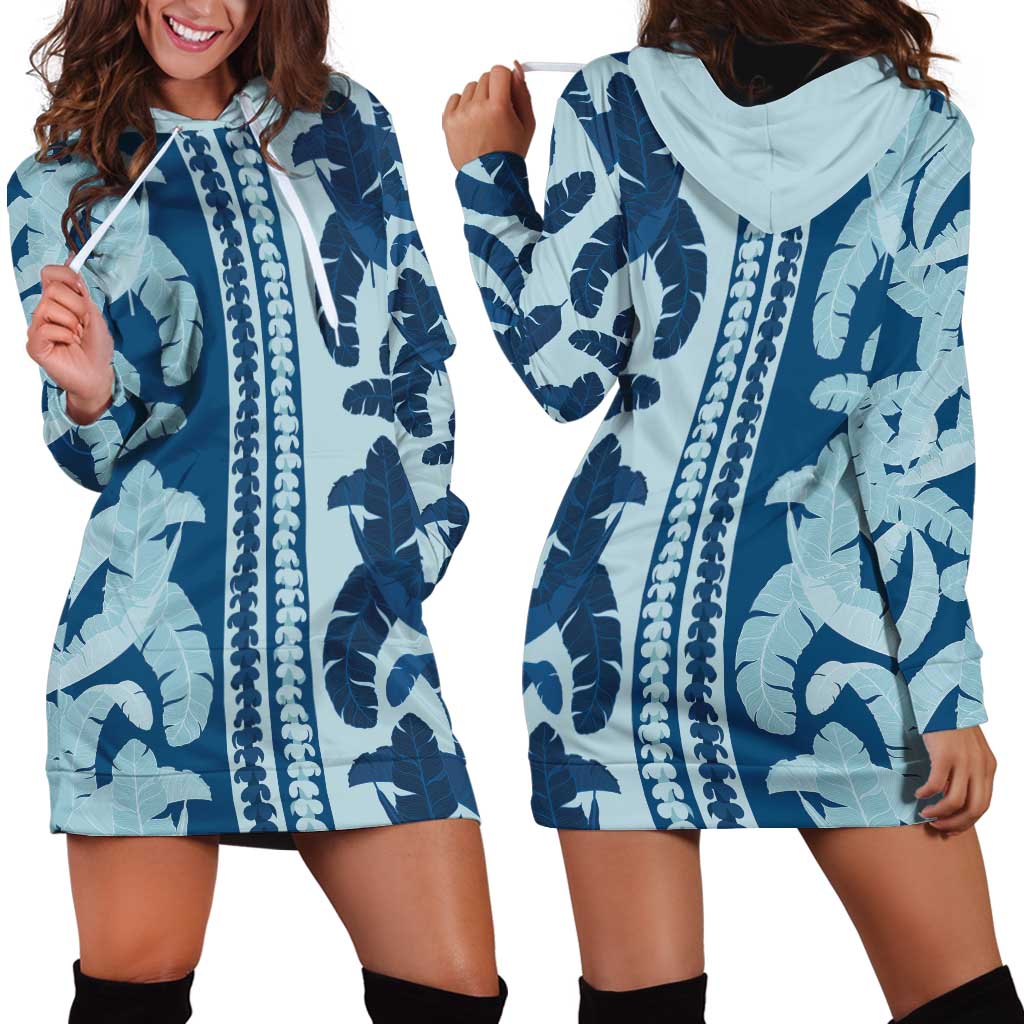 Hawaii Pua Kenikeni Lei Hoodie Dress With Lau Maia Royal Blue LT05 - Polynesian Pride
