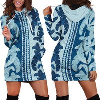 Hawaii Pua Kenikeni Lei Hoodie Dress With Lau Maia Royal Blue LT05 - Polynesian Pride