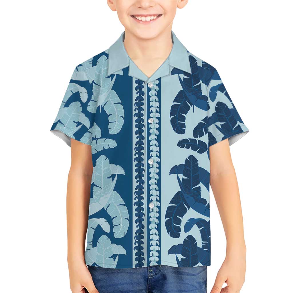 Hawaii Pua Kenikeni Lei Kid Hawaiian Shirt With Lau Maia Royal Blue