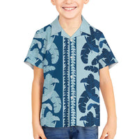 Hawaii Pua Kenikeni Lei Kid Hawaiian Shirt With Lau Maia Royal Blue