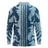 Hawaii Pua Kenikeni Lei Long Sleeve Polo Shirt With Lau Maia Royal Blue