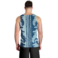 Hawaii Pua Kenikeni Lei Men Tank Top With Lau Maia Royal Blue LT05 - Polynesian Pride