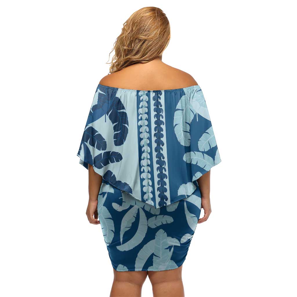 Hawaii Pua Kenikeni Lei Off Shoulder Short Dress With Lau Maia Royal Blue LT05 - Polynesian Pride