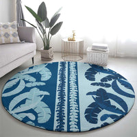 Hawaii Pua Kenikeni Lei Round Carpet With Lau Maia Royal Blue LT05 - Polynesian Pride