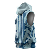 Hawaii Pua Kenikeni Lei Sleeveless Hoodie With Lau Maia Royal Blue