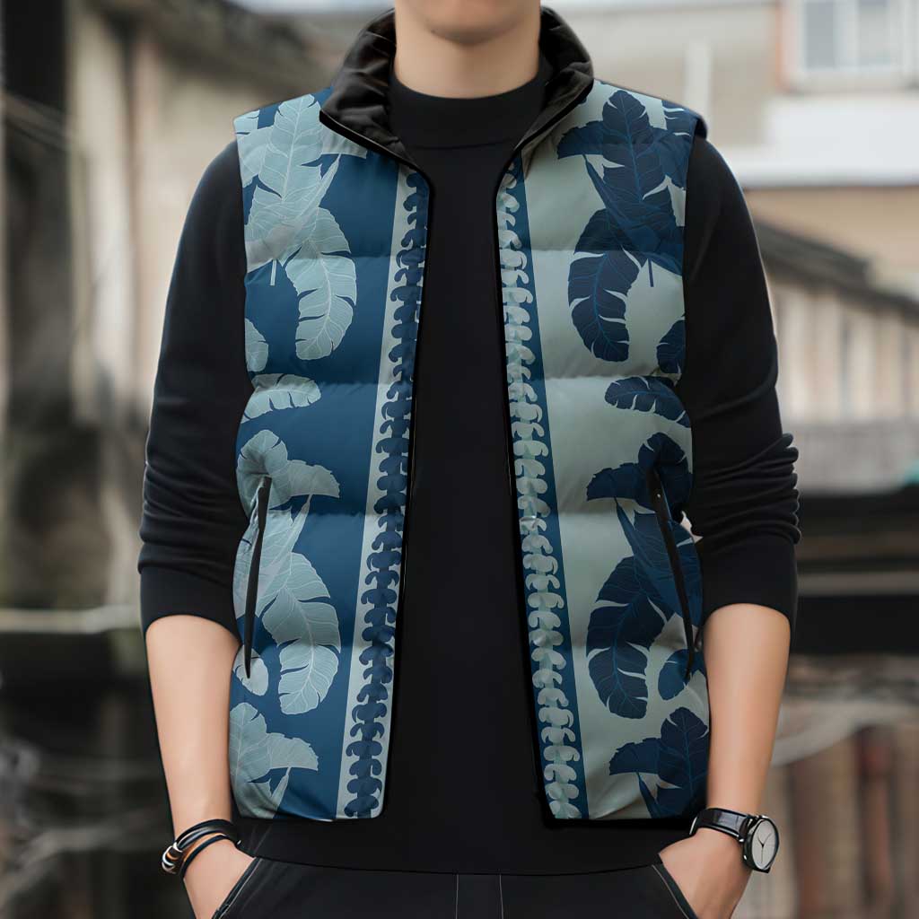 Hawaii Pua Kenikeni Lei Sleeveless Puffer Jacket With Lau Maia Royal Blue