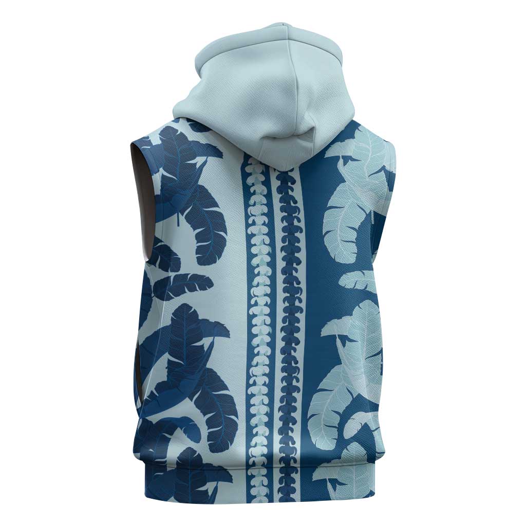 Hawaii Pua Kenikeni Lei Sleeveless Zip Hoodie With Lau Maia Royal Blue LT05 - Polynesian Pride