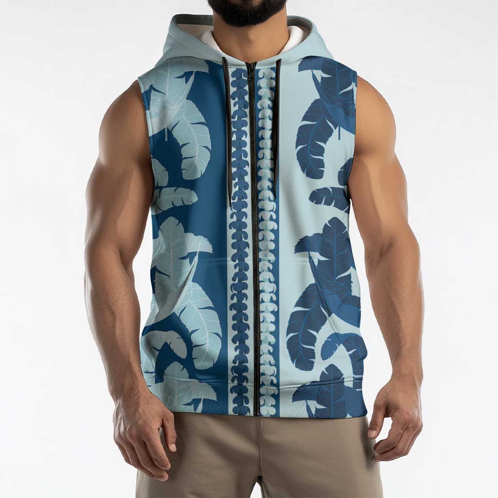 Hawaii Pua Kenikeni Lei Sleeveless Zip Hoodie With Lau Maia Royal Blue LT05 - Polynesian Pride