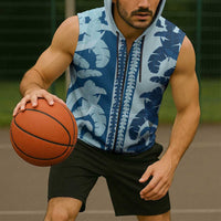 Hawaii Pua Kenikeni Lei Sleeveless Zip Hoodie With Lau Maia Royal Blue LT05 - Polynesian Pride