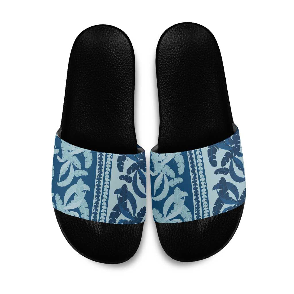 Hawaii Pua Kenikeni Lei Slide Sandals With Lau Maia Royal Blue LT05 Blue - Polynesian Pride