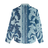 Hawaii Pua Kenikeni Lei & Lau Maia – Women's Casual Shirt – Royal Blue LT05 - Polynesian Pride