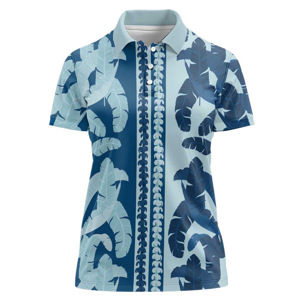Hawaii Pua Kenikeni Lei Women Polo Shirt With Lau Maia Royal Blue LT05 Female Blue - Polynesian Pride