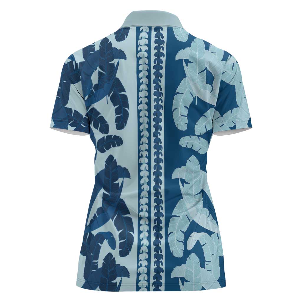 Hawaii Pua Kenikeni Lei Women Polo Shirt With Lau Maia Royal Blue LT05 - Polynesian Pride