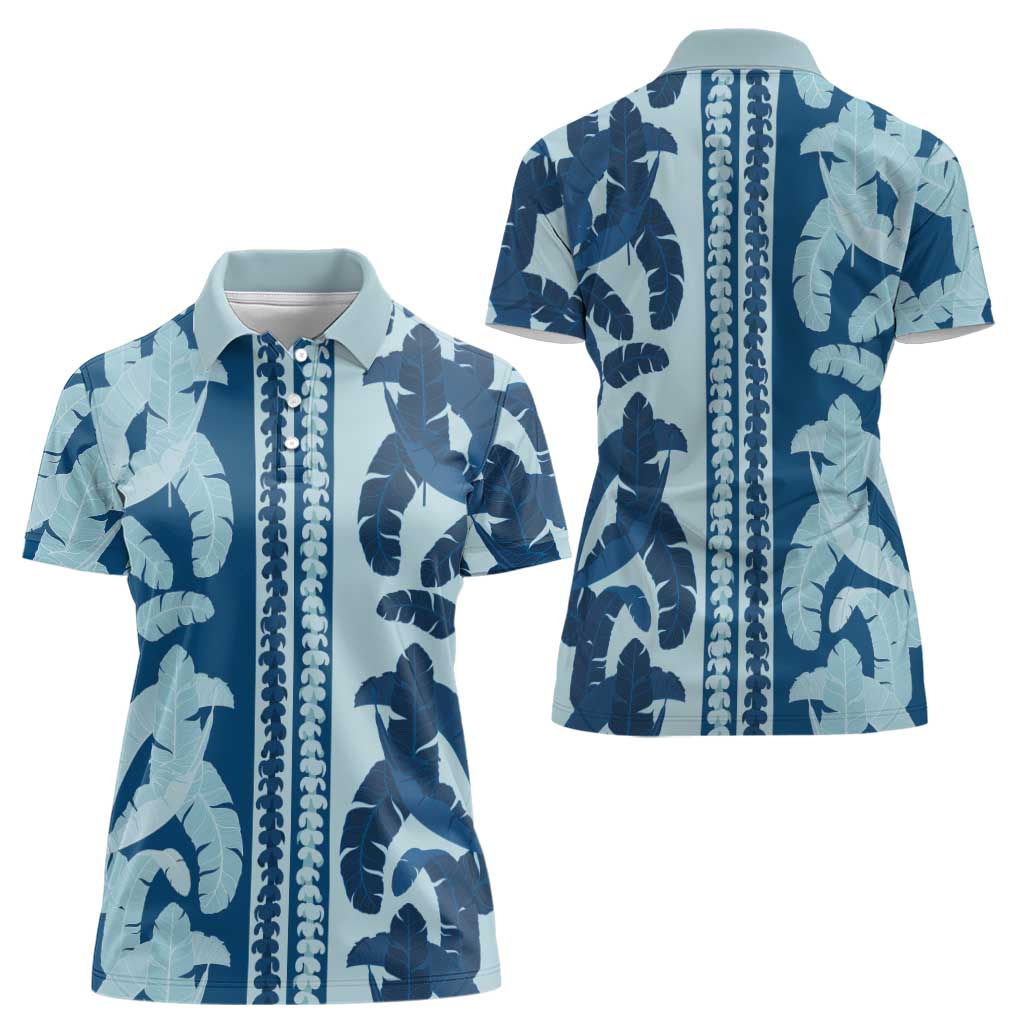Hawaii Pua Kenikeni Lei Women Polo Shirt With Lau Maia Royal Blue LT05 - Polynesian Pride