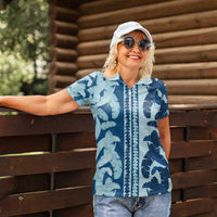Hawaii Pua Kenikeni Lei Women Polo Shirt With Lau Maia Royal Blue LT05 - Polynesian Pride