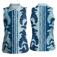 Hawaii Pua Kenikeni Lei Women Sleeveless Polo Shirt With Lau Maia Royal Blue