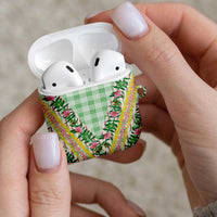 Hawaii Pikake Lokelani Plumeria Lei AirPods Case Green Palaka Motifs LT05 - Polynesian Pride