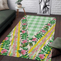 Hawaii Pikake Lokelani Plumeria Lei Area Rug Green Palaka Motifs LT05 Green - Polynesian Pride