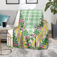 Hawaii Pikake Lokelani Plumeria Lei Blanket Green Palaka Motifs