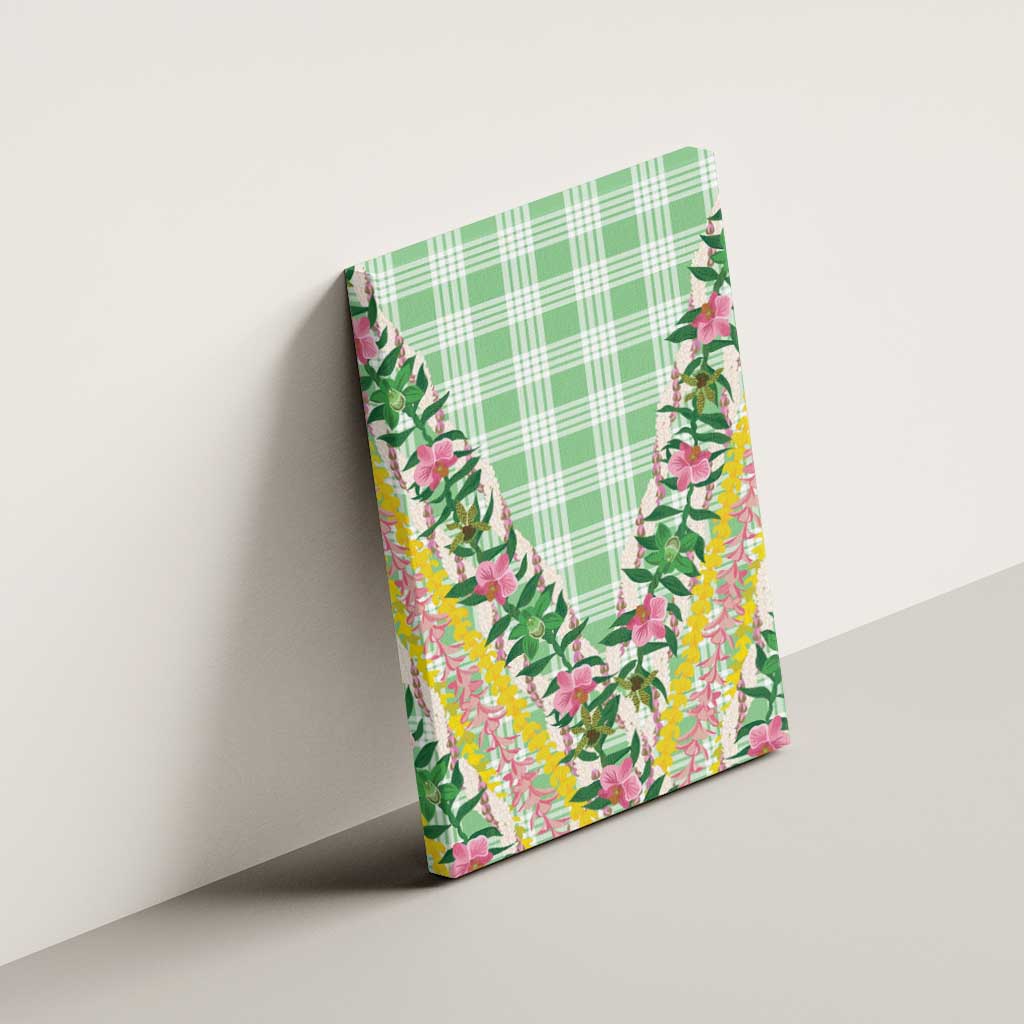 Hawaii Pikake Lokelani Plumeria Lei Canvas Wall Art Green Palaka Motifs