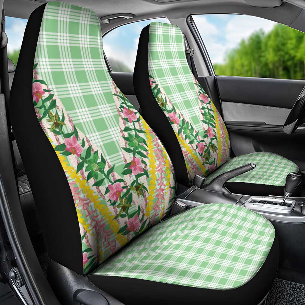 Hawaii Pikake Lokelani Plumeria Lei Car Seat Cover Green Palaka Motifs