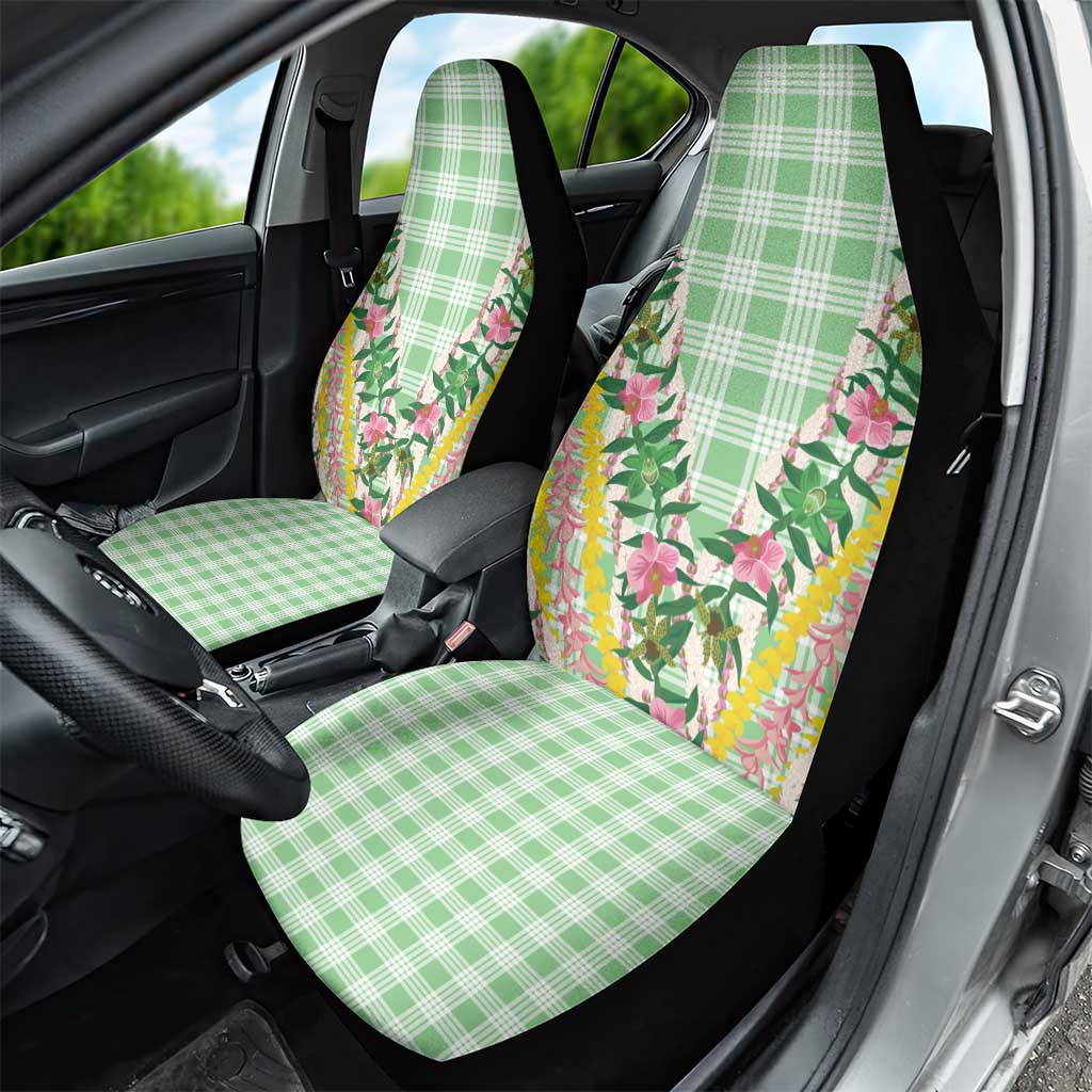 Hawaii Pikake Lokelani Plumeria Lei Car Seat Cover Green Palaka Motifs
