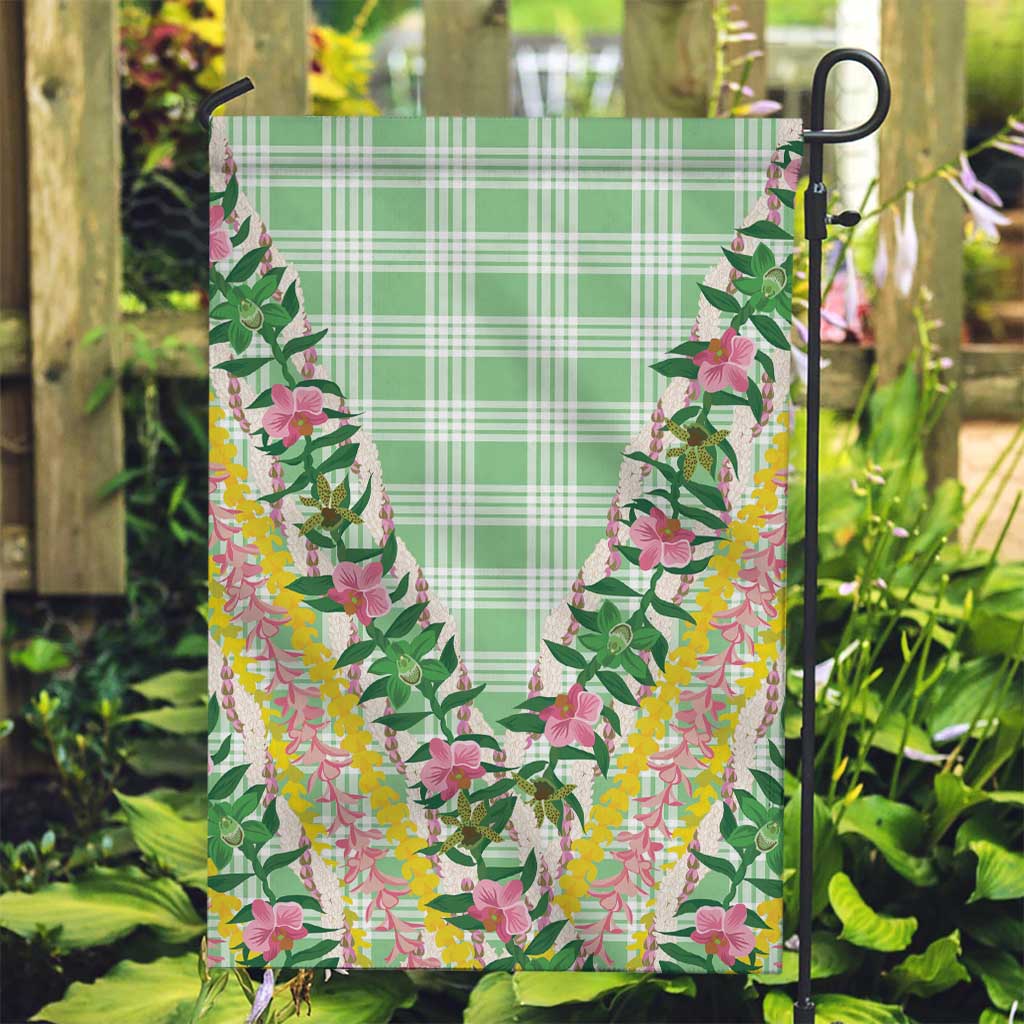 Hawaii Pikake Lokelani Plumeria Lei Garden Flag Green Palaka Motifs